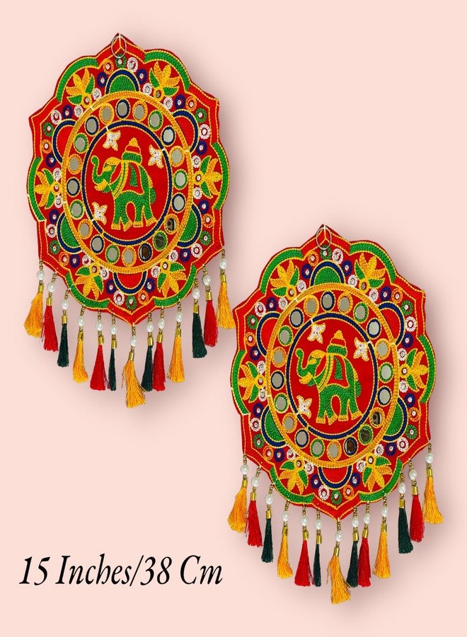 TORNORY Velvet Door Hangings For Home Decoration | Latkan | Jhumar | Stylish Torans For Entrance Door(Set Of 2 Pieces) (Round-Todla03), Multicolour - Image 5